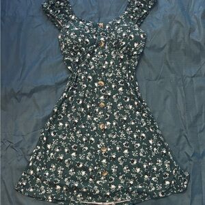 Floral Green Sleeveless Dress